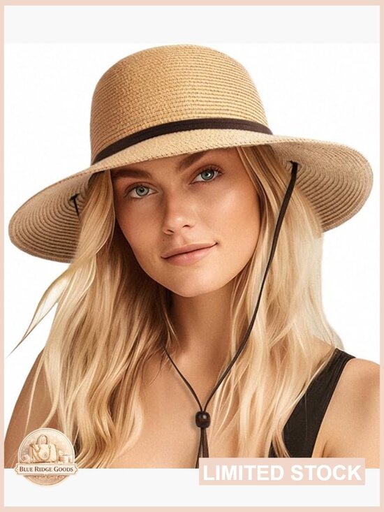 Wide Brim Sun Hat with Adjustable Wind Lanyard UPF 80+ Summer Travel main image 7